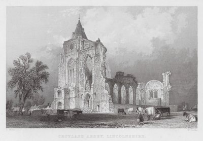 Croyland Abbey, Lincolnshire (gravure) door Thomas (after) Allom
