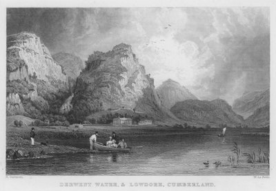 Derwent Water en Lowdore, Cumberland door Thomas (after) Allom
