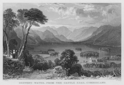 Derwent Water, vanaf Castle Head, Cumberland (gravure) door Thomas (after) Allom