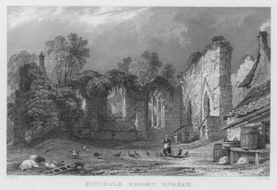 Finchale Priory, Durham (gravure) door Thomas (after) Allom