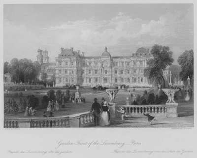 Tuinzijde van het Luxemburg, Parijs (gravure) door Thomas (after) Allom