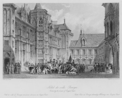 Stadhuis, Bourges, voorheen het huis van Jacques Coeur (gravure) door Thomas (after) Allom