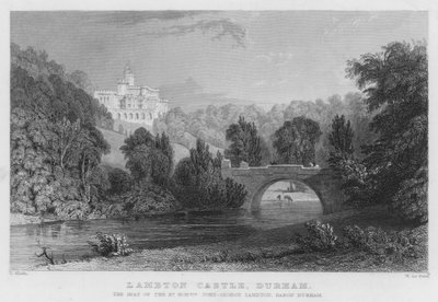 Lambton Castle, Durham, de zetel van John-George Lambton, Baron Durham (gravure) door Thomas (after) Allom