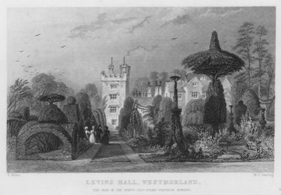 Levins Hall, Westmorland, de zetel van Fulke-Greville Howard (gravure) door Thomas (after) Allom