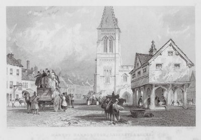 Market Harborough, Leicestershire (gravure) door Thomas (after) Allom