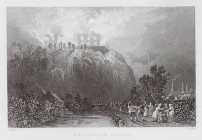 Nottingham Kasteel (gravure) door Thomas (after) Allom