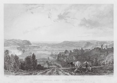 Nottingham en omgeving (gravure) door Thomas (after) Allom