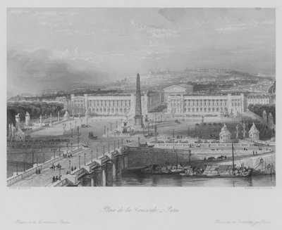 Place de la Concorde, Parijs (gravure) door Thomas (after) Allom