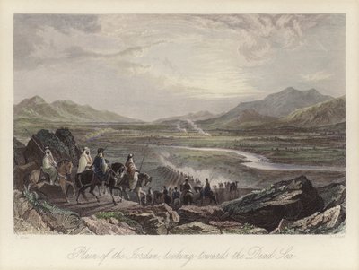 Vlakte van de rivier de Jordaan kijkend naar de Dode Zee (gekleurde gravure) door Thomas (after) Allom