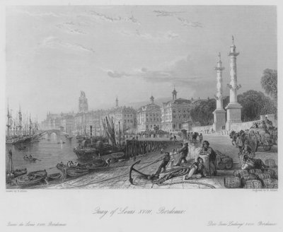 Kade van Lodewijk XVIII, Bordeaux (gravure) door Thomas (after) Allom