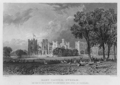 Raby Castle, Durham, de zetel van William-Harry Vane, hertog van Cleveland (gravure) door Thomas (after) Allom