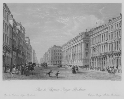 Rue du Chapeau Rouge, Bordeaux (gravure) door Thomas (after) Allom