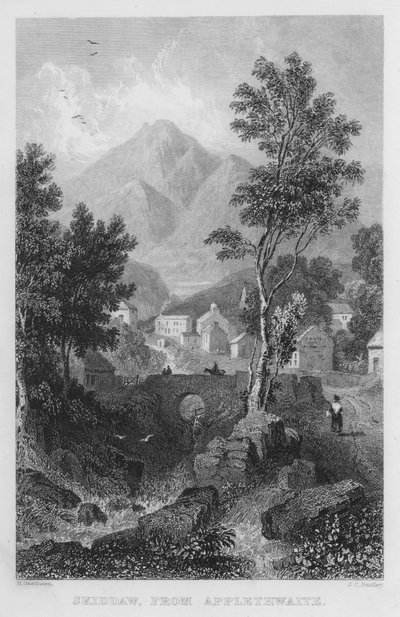 Skiddaw, vanaf Applethwaite door Thomas (after) Allom