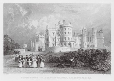 Zuidelijke voorzijde van Belvoir Castle, Leicestershire (gravure) door Thomas (after) Allom