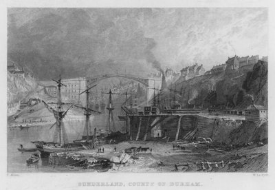 Sunderland, County of Durham (gravure) door Thomas (after) Allom