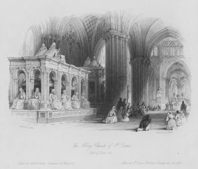 De Abdijkerk van St Denis, Graf van Lodewijk XII (gravure) door Thomas (after) Allom