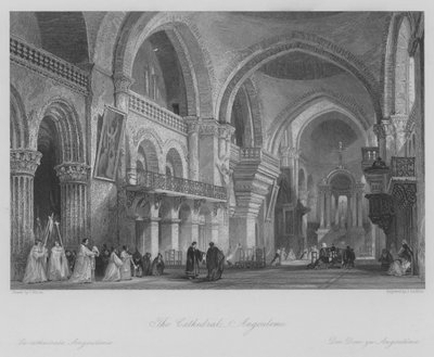 De kathedraal, Angoulême (gravure) door Thomas (after) Allom
