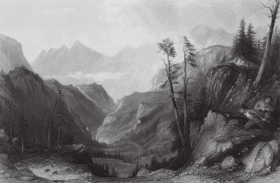 De Col de Tortes, jacht op de Izoid (gravure) door Thomas (after) Allom