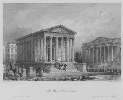 De Maison Carrée, Nîmes door Thomas (after) Allom