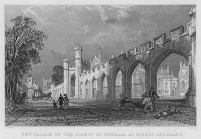 Het paleis van de bisschop van Durham, in Bishop Auckland door Thomas (after) Allom
