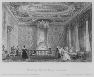 De staatslaapkamer van de koningin, Fontainebleau door Thomas (after) Allom