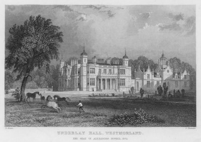 Underlay Hall, Westmorland, de zetel van Alexander Nowell (gravure) door Thomas (after) Allom