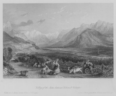 Vallei van de Isère, tussen Voirons en Voiron (gravure) door Thomas (after) Allom