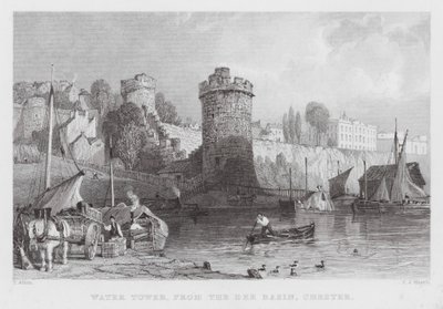 Watertoren, vanaf het Dee Basin, Chester (gravure) door Thomas (after) Allom