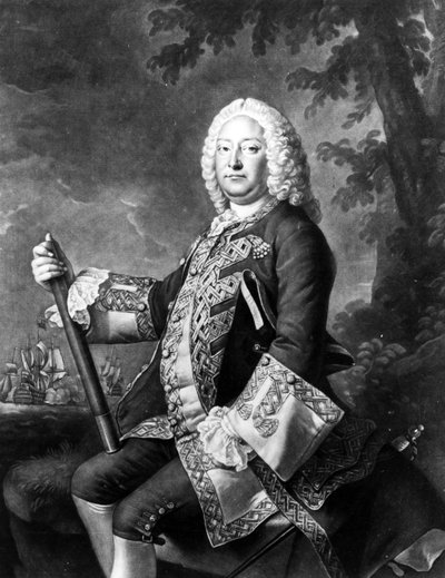 Admiraal John Byng, gegraveerd door Richard Houston, ca.1760 (mezzotint) door Thomas (after) Hudson
