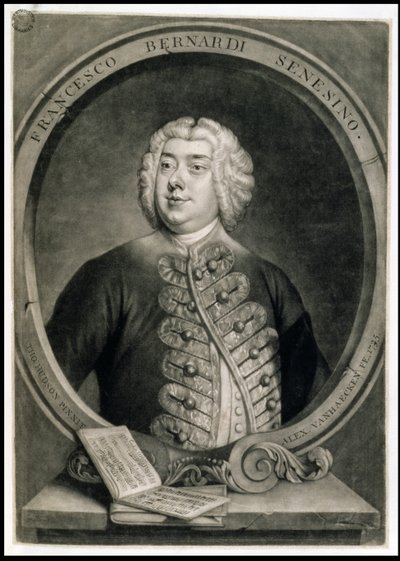 Francesco Bernardi Senesino, gegraveerd door Alexander van Haecken (1701-58) door Thomas (after) Hudson