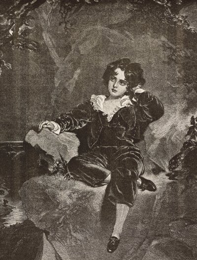 Portret van Meester Lambton als jongen, Charles William Lambton, de Rode Jongen, gravure naar een schilderij van Thomas Lawrence uit L