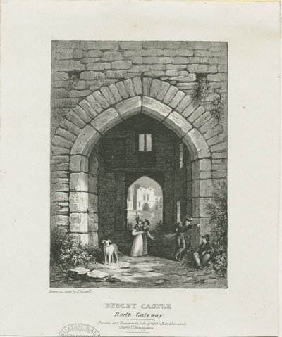 Dudley Castle - Noordpoort (gravure) door Thomas (after) Underwood