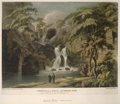 Bovenste waterval bij Ridal, Cumberland, gegraveerd door F. Jukes door Thomas (after) Walmsley