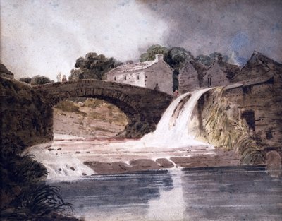 Brug en Waterval, c.1800-30 door Thomas (attr. to) Girtin