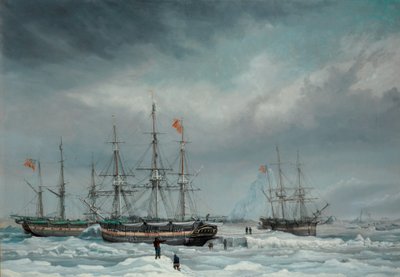 De Jane, Viewforth en Middleton vast in het ijs door Thomas A. Binks