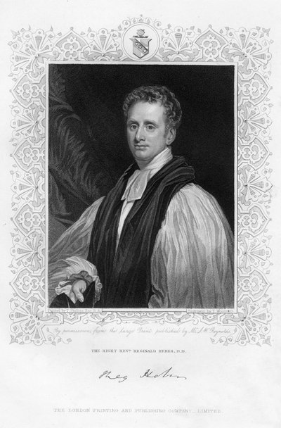 Reginald Heber 1783-1826, Bisschop van Calcutta, 19e eeuw door Thomas A. Woolnoth