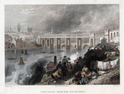 Hoge brug over de Tyne bij Newcastle, 1849 door Thomas Abiel Prior