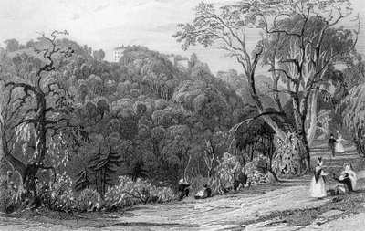 Kasteel Eden Hall, Durham, 1833 door Thomas Allom