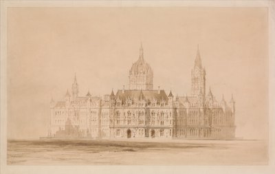 Wedstrijdontwerp voor het stadhuis van Manchester door Thomas Allom