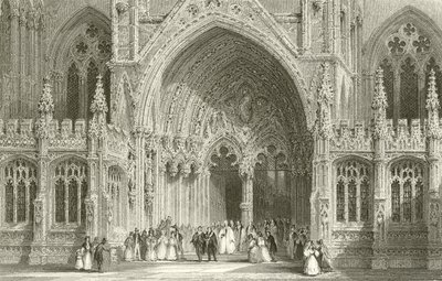 Ingang van de Kathedraal van Lincoln door Thomas Allom