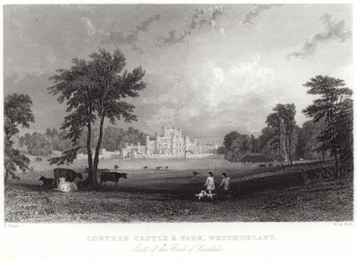 Lowther Castle en Park in Westmorland door Thomas Allom