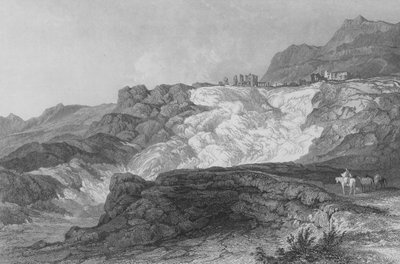 De Ruïnes van Hierapolis, nu genaamd Pambouk Kaleh, op weg van Laodicea door Thomas Allom