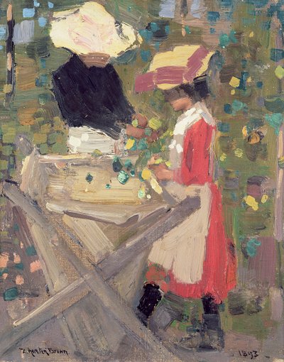 Hop plukken, 1893 door Thomas Austen Brown