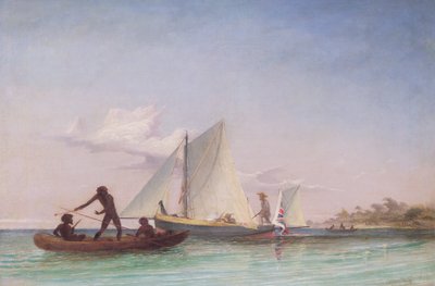 De Lange Boot van de Boodschapper aangevallen door Inboorlingen door Thomas Baines