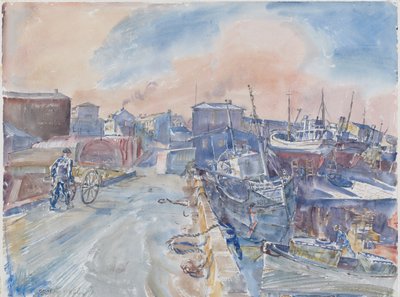 Reykjavik vanaf de Hoofdkaai, Vriesochtend, IJsland, c.1930 door Thomas Barclay Hennell