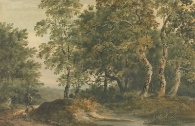 Landschap met een Man die Schapen Drijft door Thomas Barker