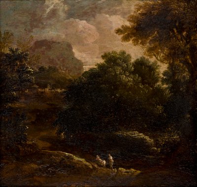 Boslandschap met figuren door Thomas Barker