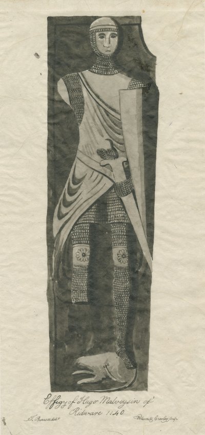 Mavesyn Ridware - Graf van Hugo Mavesyn: sepia en inkt tracing, nd [?eind 18e eeuw] door Thomas Barrett