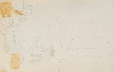 Een landschap en bomen (verso) door Thomas Baxter