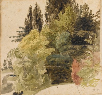 Een studie van bomen op het terrein van Merton Place door Thomas Baxter